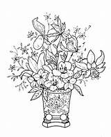 Colouring Bouquet Classical Vase sketch template