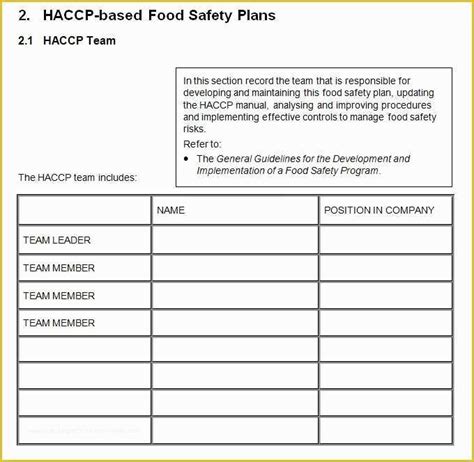 Haccp Templates Free Of Haccp Chart Template Process 3 Prerequisite
