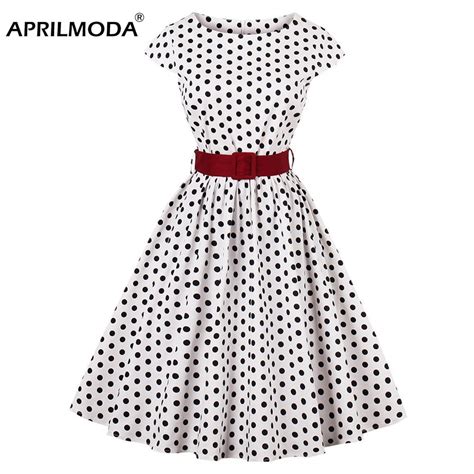 Short Sleeve Audrey Hepburn Dress With Belt Polka Dots Plus Size 50s