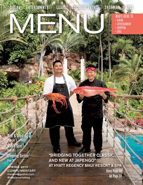 bridging  classic   japengo  hyatt regency maui resort spa menu magazine