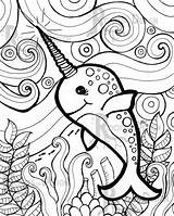 Narwhal Zentangle sketch template