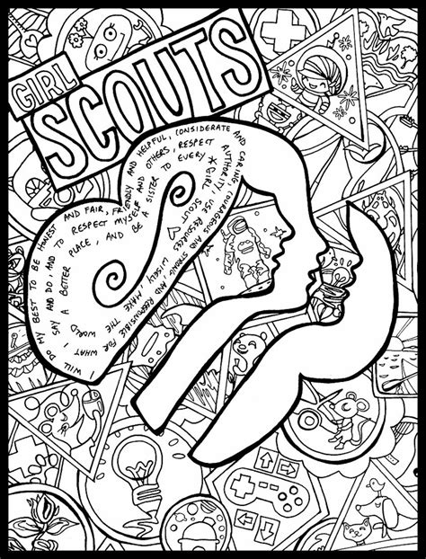 girl scouts coloring page etsy