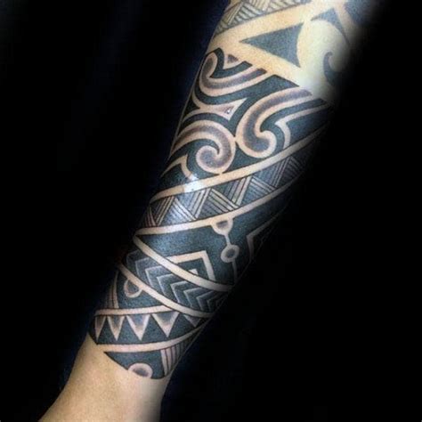 75 Tribal Arm Tattoos For Men Interwoven Line Design Ideas