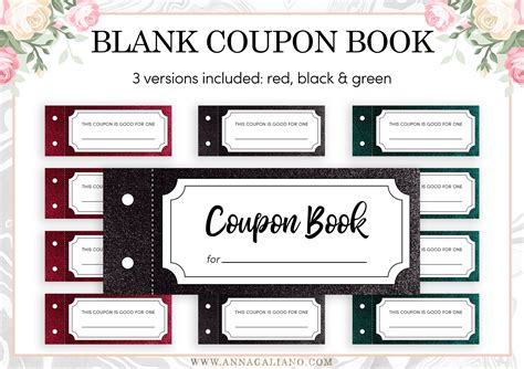 printable coupon book template blank vouchers  friends etsy
