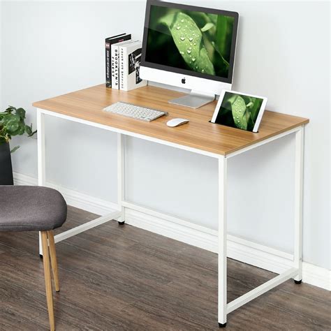 fitueyes writing desk  slotwood  metal study computer desk  home office white