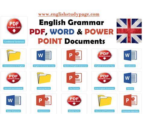 english grammar  word  power point documents english study page