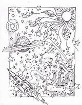 Coloring Trippy Pages Drawings Space Template Color Adults Deviantart Printable Detailed Moon Sun Stars sketch template