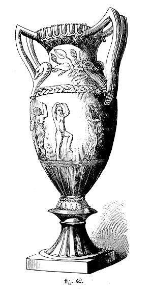 victorian black  white simple  drawing  greek vase showing