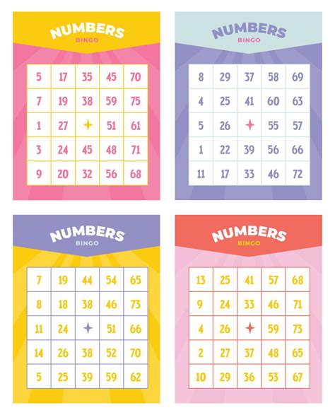 printable bingo cards  numbers printable templates