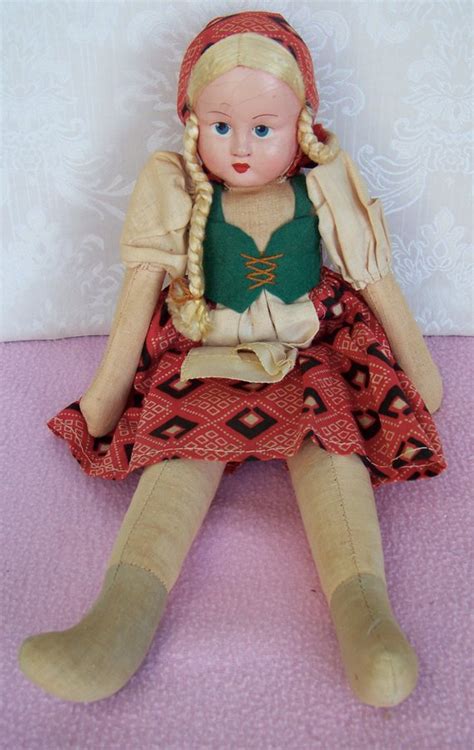 Polish 1950 S Celluloid Face Cloth Body 12 Doll Face Cloth Doll