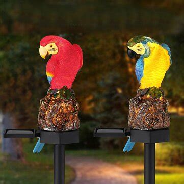 solar powered parrot led landscape lamp waterproof garden outdoor path light sale banggoodcom