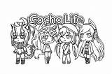 Gacha Life Pages Coloring Girls Four Kids sketch template