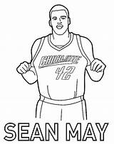 Coloring Nba Pages Basketball Printable Players Player Jersey Sean May Online Drawing Coloring4free Charlotte Print Getdrawings Fruit Getcolorings Color sketch template