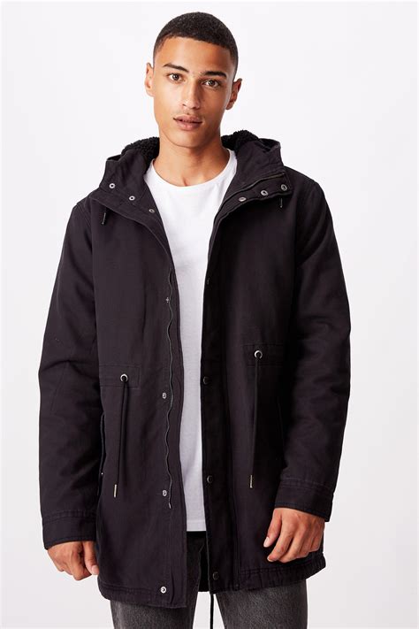 hooded parka black cotton  jackets superbalistcom