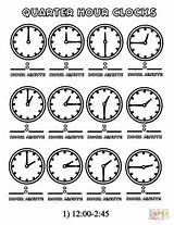 Quarter Coloring Clock Hours Clocks Pages Hour Time Read Worksheets Telling Printable sketch template