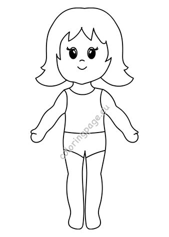girl paper doll  printable coloring page
