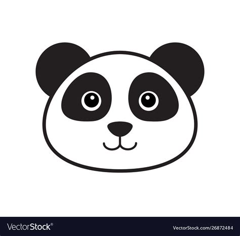 flat outline panda face icon royalty  vector image