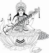 Saraswati Pages Coloring Goddess Getcolorings Colouring sketch template