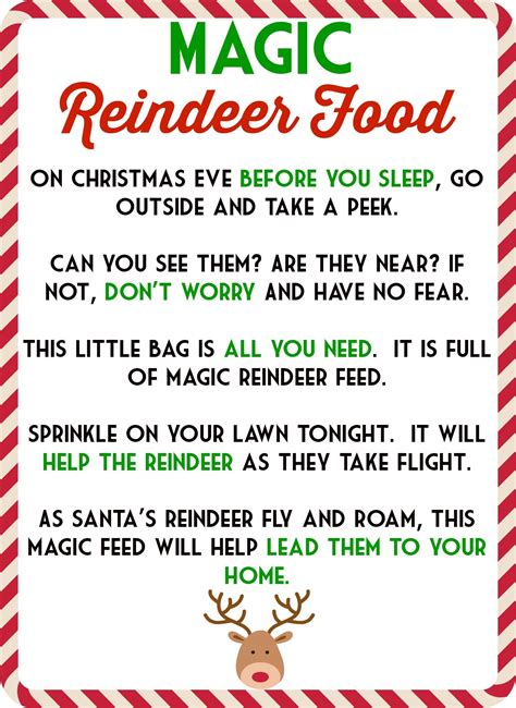 reindeer food poem  printable  printable