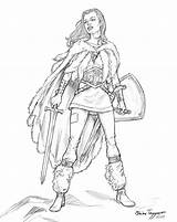 Warrior Girl Female Coloring Woman Sketch Staino Drawing Deviantart Fantasy Drawings Pencil Sketches Line Paintingvalley 2007 sketch template