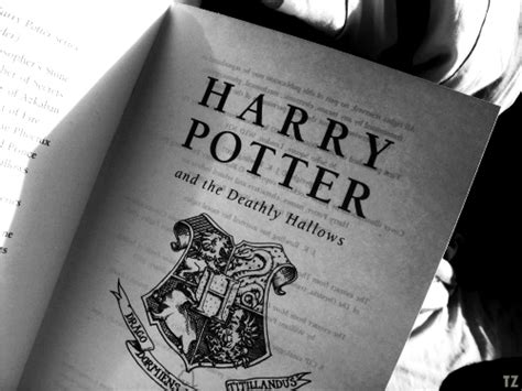 black and white book deathly hallows gryffindor hogwarts hufflepuff ravenclaw reading