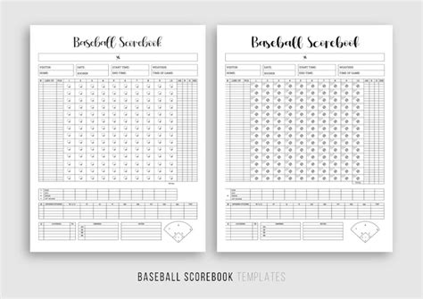 premium vector baseball scorebook template