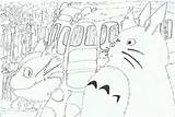 Bus Totoro Cat Deviantart Coloring Pages Ghibli Studio Besuchen Cats sketch template
