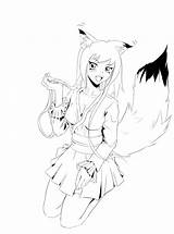 Coloring Wolf Anime Girl Pages Fox Cute Color Kailey Sanaya Hoodie Manga Printable Print Sketch Template Colorings Getcolorings Anthro Lineart sketch template