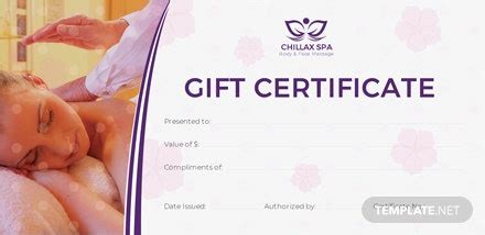massage gift certificate template   certificates