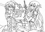 Coloring Sword Pages Anime Sao Template Asuna Para Kirito Designlooter Imagenes Pintar Drawings Library 16kb sketch template