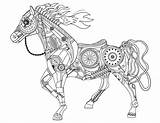 Coloring Steampunk Horse Pages Adult Coloringgarden Printable Colouring Animal Kids Books Animals Robot Mandala Drawing Draw Description Patterns Choose Board sketch template