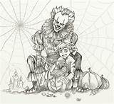 Pennywise Scary Clown Hallow Terrorificos Georgie Kim Payaso Besten Hübsch Adultos Payasitos Xcolorings Malvorlagen sketch template