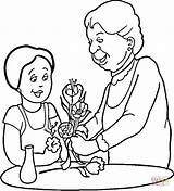 Coloring Pages Grandmother Family Grandma Mom Printable Color Tags sketch template