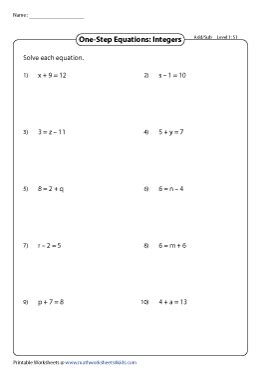step equation addition  subtraction