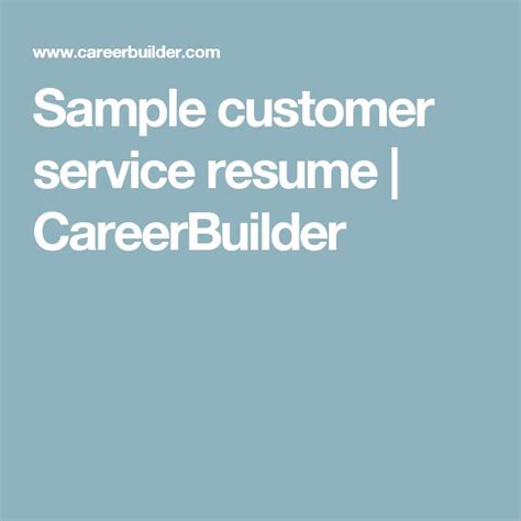 sample customer service resume careerbuilder customer service
