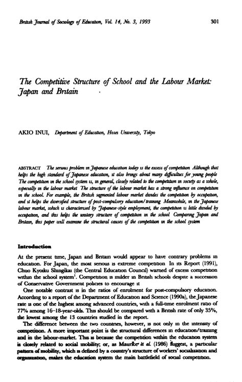 competitive structure  school   labor market japan