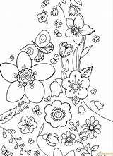 Pages Flowers Butterflies Spring Coloring Color Kids sketch template