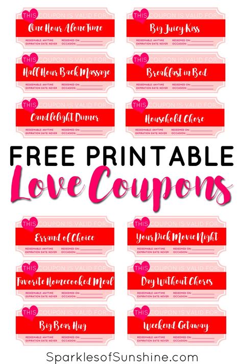 valentines day  printable love coupons sparkles  sunshine