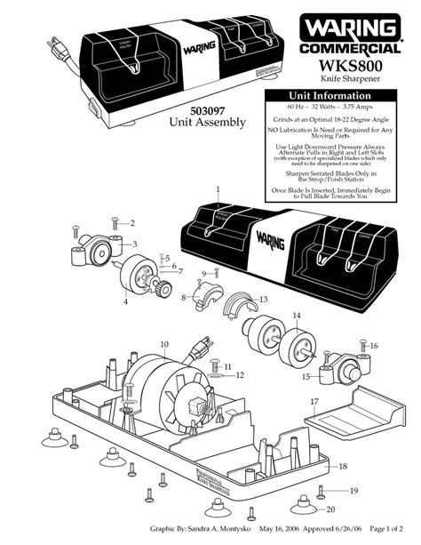 waring wks  station knife sharpener parts diagram manualzz