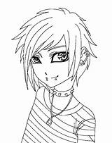 Emo Coloring Anime Pages Boy Template Lineart sketch template