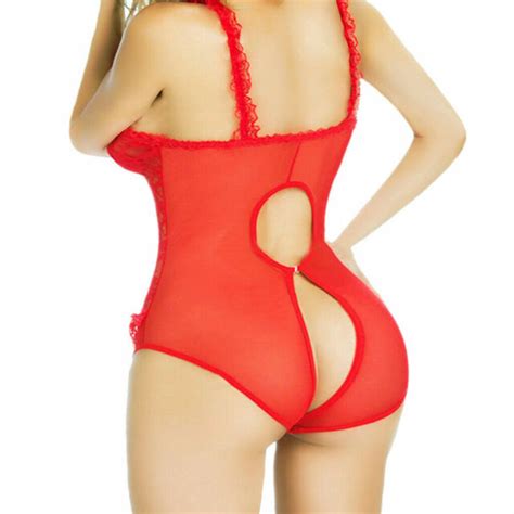 Open Cup Crotchless Teddy Red One Size For Sale Online Ebay