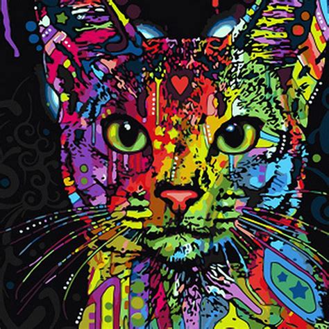 top framed gambar lukisan  angka abstrak hewan kucing diy minyak
