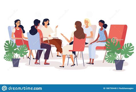 Group Therapy Session With Diverse Women Stock Vector Illustration Of
