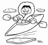 Kayak Para Colorear Esquimal Polo Norte Dibujos Pages Inuit Pintar Visitar Equipment Accessories Coloring Petit Kayaking sketch template