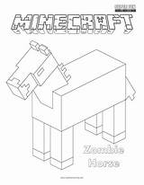 Minecraft Horse Coloring Zombie Pages sketch template