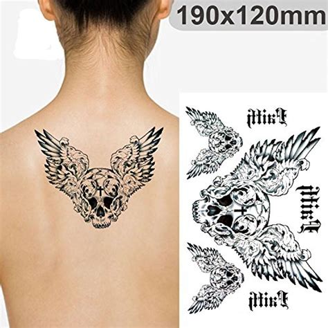 body art temporary removable tattoo stickers skull and wings mc2729