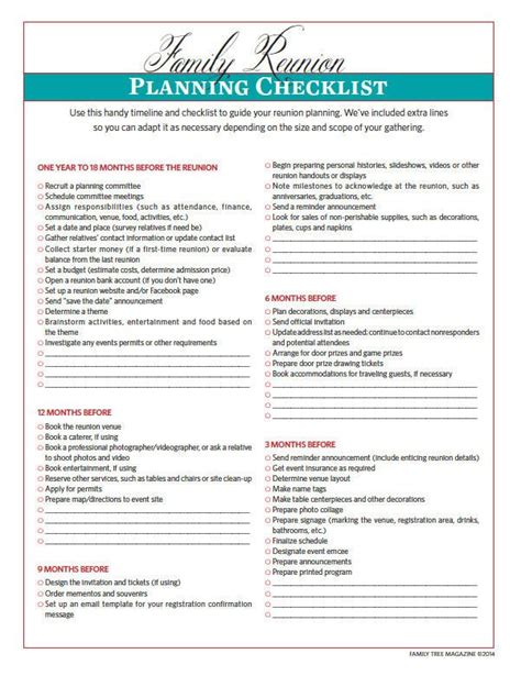 family reunion planning checklist family reunion planning