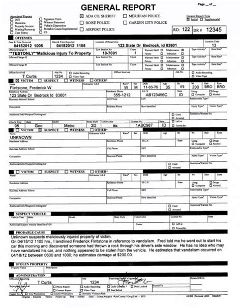 police report  police report report template police
