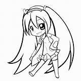 Chibi Miku Hatsune Anime Coloring Pages Girl Cute Drawing Couple Lineart Drawings Line Clipart Easy Neko Printable Gumi Draw Color sketch template