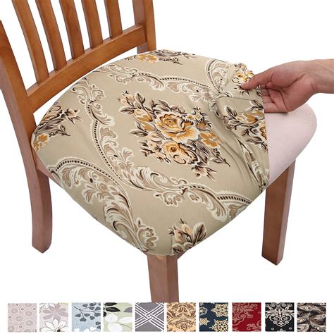 amazoncom comqualife stretch printed dining chair seat covers removable washable anti dus